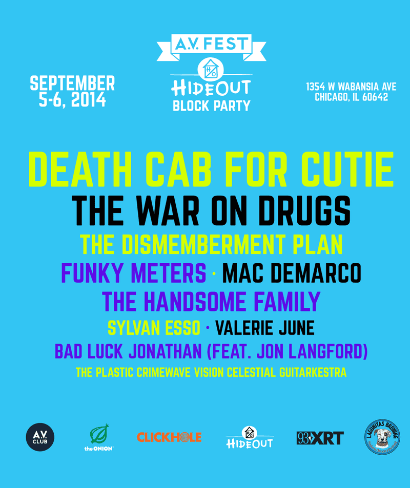Illustration for article titled Death Cab For Cutie and The War On Drugs will headline A.V. Fest/Hideout Block Party